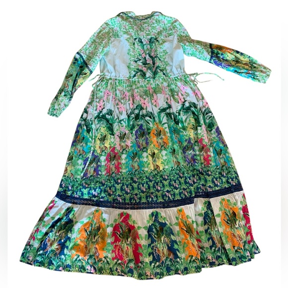 Anthropologie Eleanora Long-Sleeve Printed Maxi Shirt Dress green XL new!! - Picture 8 of 10